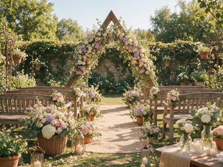 Detalle de decoración floral para bodas en Salceda de Caselas
